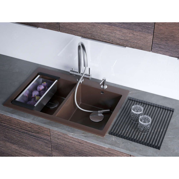 Кухонная мойка Omoikiri Bosen 80-2-DC 4993840, тёмный шоколад, Цвет производителя: тёмный шоколад - фото 4