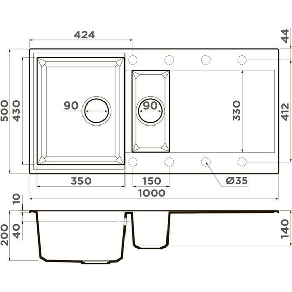 Кухонная мойка Omoikiri Sakaime 100-2-PL 4993899, платина, Цвет производителя: платина - фото 2