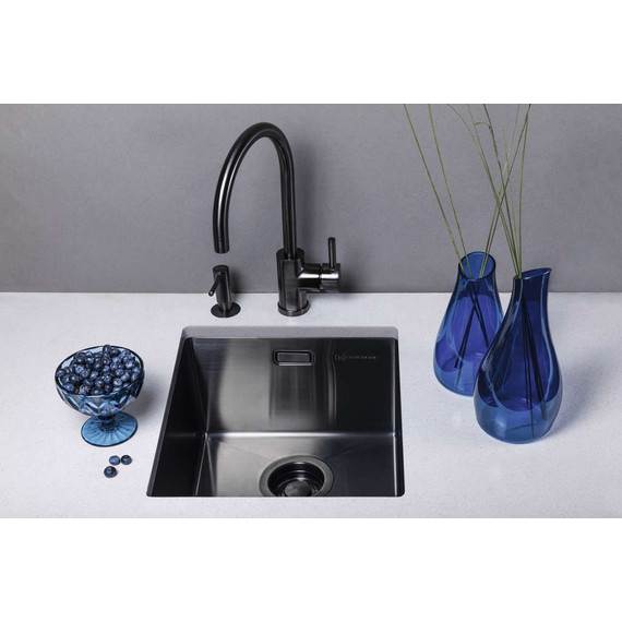 Мойка кухонная Omoikiri Taki 38-U/IF-GM (4973106) 1,2 мм, вороненая сталь, Цвет производителя: вороненая сталь - фото 2