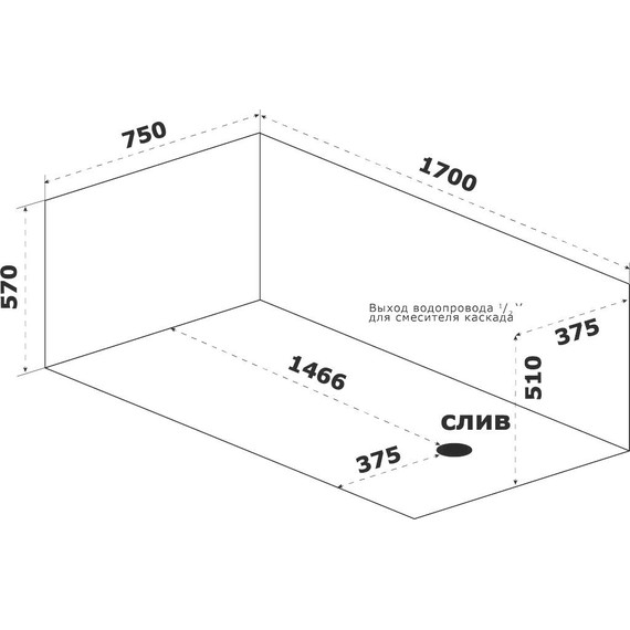 Ванна каменная Bas Афина 170x75 см - фото 5