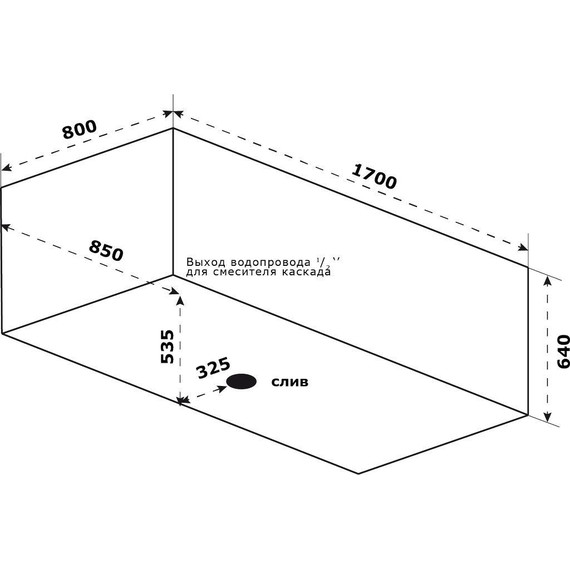 Ванна каменная Bas Мадрид 170x80 см, серый - фото 5