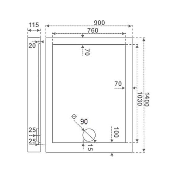 Акриловый поддон Bas Олимпик 140x90 см - фото 3