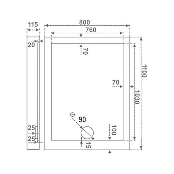 Акриловый поддон Bas Олимпик 110x80 см - фото 3