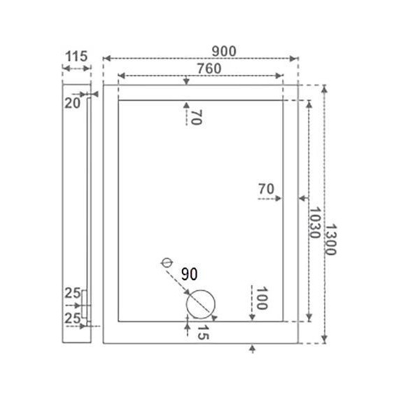 Акриловый поддон Bas Олимпик 130x90 см - фото 3
