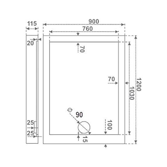 Акриловый поддон Bas Олимпик 120x90 см - фото 3