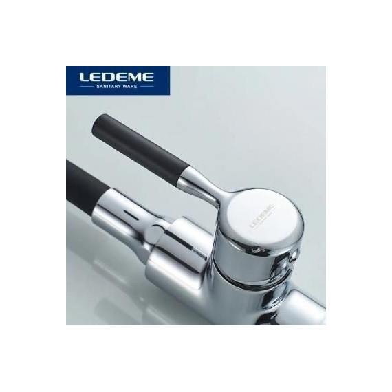 Смеситель для кухни Ledeme L4199-2, черный/хром - фото 4