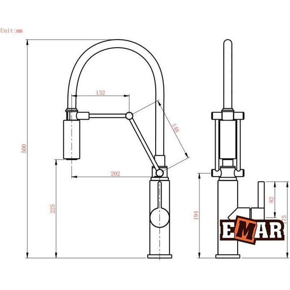 Смеситель для кухни Emar ЕСВ 7012, сатин - фото 23