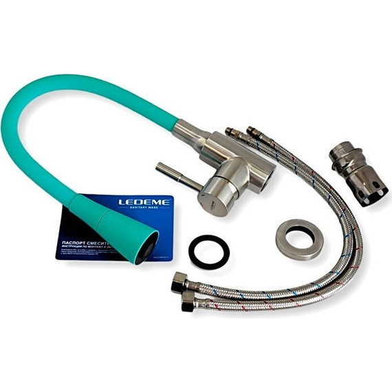 Смеситель для кухни Ledeme L74199-11, бирюзовый/сатин - фото 2