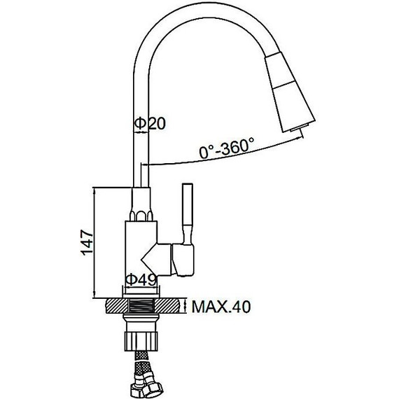 Смеситель для кухни Ledeme L74199-11, бирюзовый/сатин - фото 3