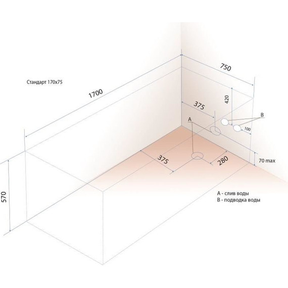 Ванна акриловая 170x75 Тритон Стандарт, Размер - мм: 1700х750 - фото 12