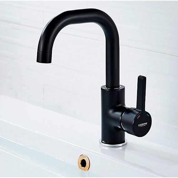 Смеситель для раковины Ledeme L1099B, черный - фото 2