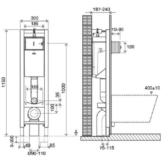 Инсталляция для унитаза Oli Quadra Sanitarblock (механическая) 280490m - фото 3
