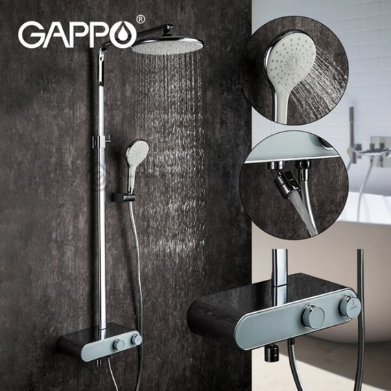 Душевая стойка с термостатом Gappo G2495-1, белый/хром, Цвет производителя: хром - фото 2