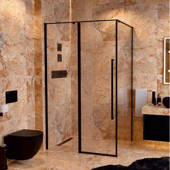 Душевое ограждение Mirsant Next black 120x90 см, чёрный/прозрачное - фото 