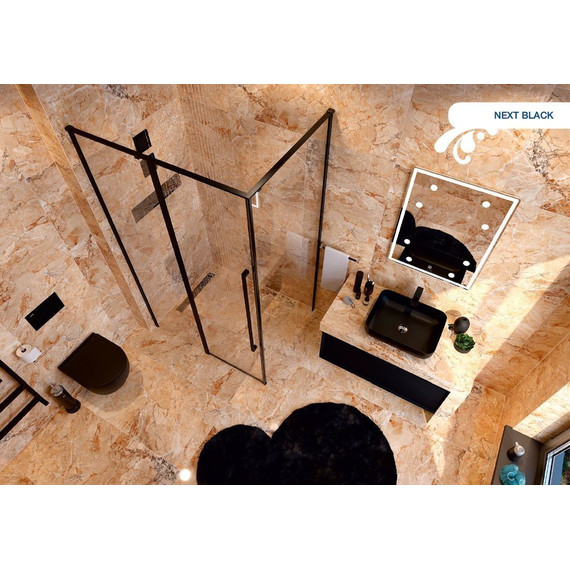 Душевое ограждение Mirsant Next black 90x90 см, чёрный/прозрачное - фото 2