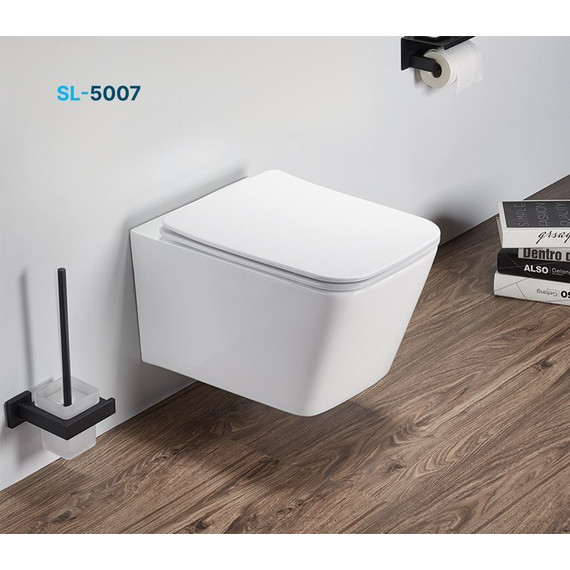 Унитаз подвесной безободковый SantiLine SL-5007 с крышкой микролифт, Цвет производителя: белый - фото 6