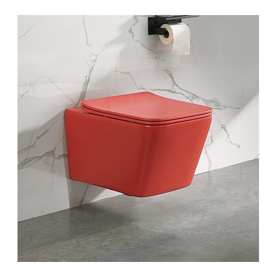 Унитаз подвесной безободковый SantiLine SL-5007MR с крышкой микролифт, красный матовый, Цвет производителя: красный - фото 2