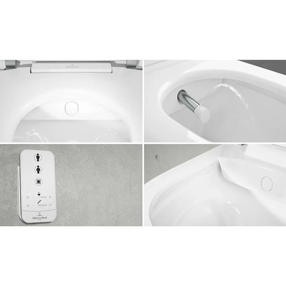 Унитаз-биде подвесной безободковый Villeroy&Boch ViClean-I 100 V0E100R1 с крышкой микролифт - фото 5