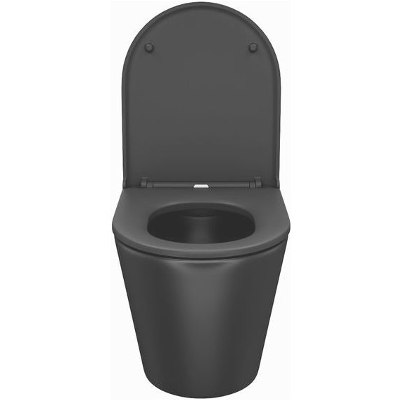 Унитаз подвесной безободковый Iddis Calipso CALR3BMi25 с крышкой микролифт, Цвет производителя: чёрный матовый - фото 6