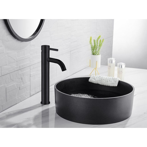 Смеситель для раковины высокий Abber Wasser Kreis AF8111B, черный матовый, Цвет производителя: чёрный матовый - фото 2