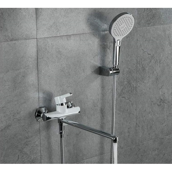 Смеситель для ванны с душевым гарнитуром Gappo G2203-8, белый/хром - фото 2