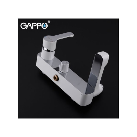 Смеситель для ванны с душевым гарнитуром Gappo Tomahawk G3202-8, белый/хром - фото 2