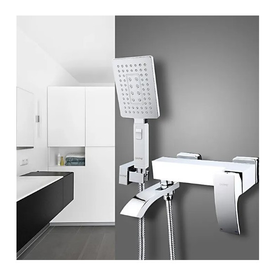 Смеситель для ванны с душевым гарнитуром Gappo Jacob G3207-8, белый/хром - фото 2