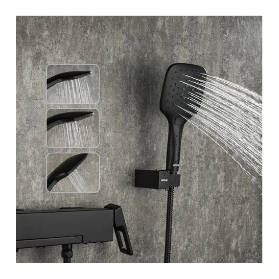 Смеситель для ванны с гарнитуром Gappo G3217-6, черный - фото 5