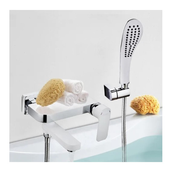 Смеситель для ванны с душевым гарнитуром Gappo G3248, белый/хром - фото 3