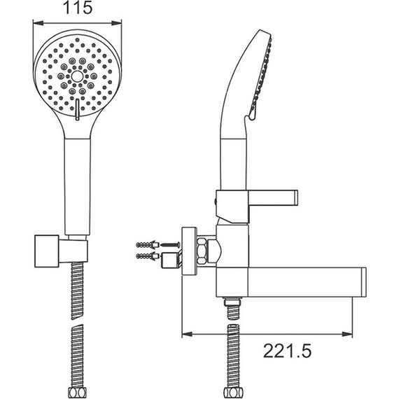 Смеситель для ванны с душевым гарнитуром Gappo Atlantic G3281, черный/хром - фото 5