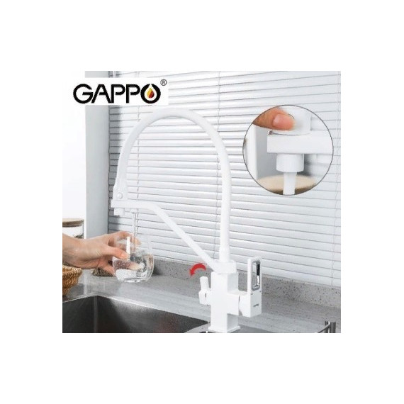 Смеситель для кухни Gappo G4317-8, белый/хром - фото 2