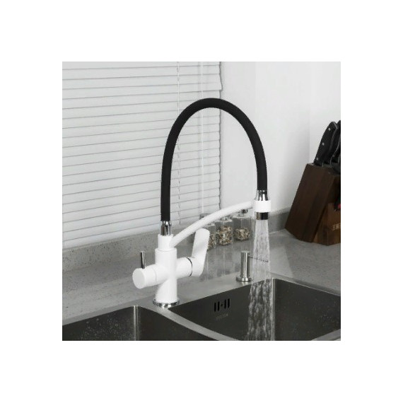 Смеситель для кухни Gappo G4348, белый/черный - фото 3
