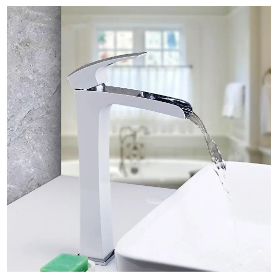 Смеситель для раковины высокий Gappo Jacob G1007-31, белый/хром - фото 3