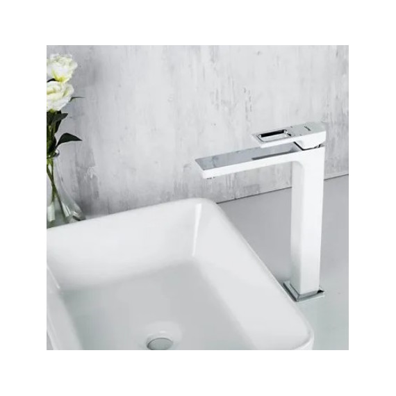 Смеситель для раковины высокий Gappo Futura G1017-2, белый/хром - фото 2