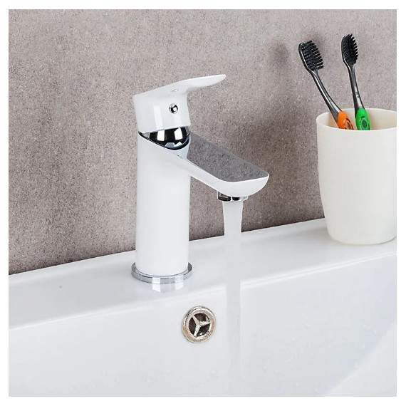 Смеситель для раковины Gappo Noar G1048, белый/хром, Цвет производителя: белый - фото 3