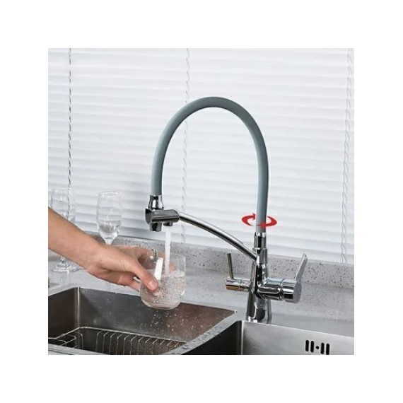 Смеситель для кухни Gappo G4398-17, серый/хром - фото 2