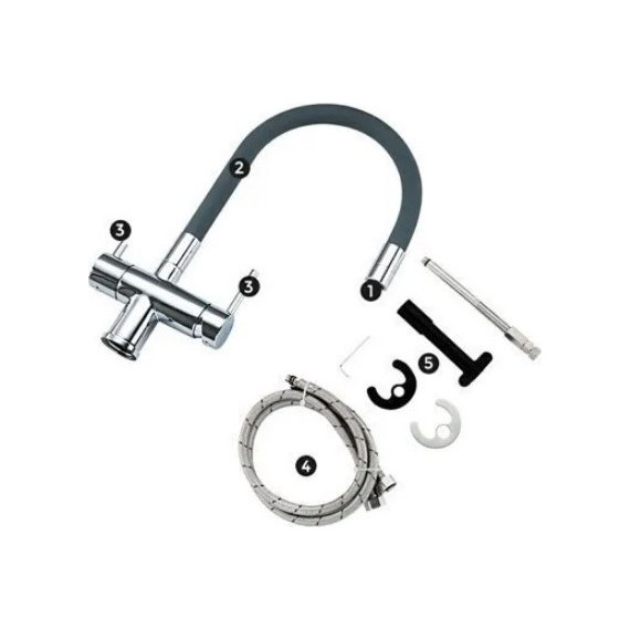 Смеситель для кухни Gappo G4398-30, серый/хром - фото 6