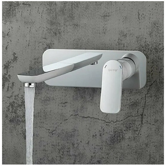 Смеситель для раковины настенный Gappo G1048-22, белый/хром - фото 3
