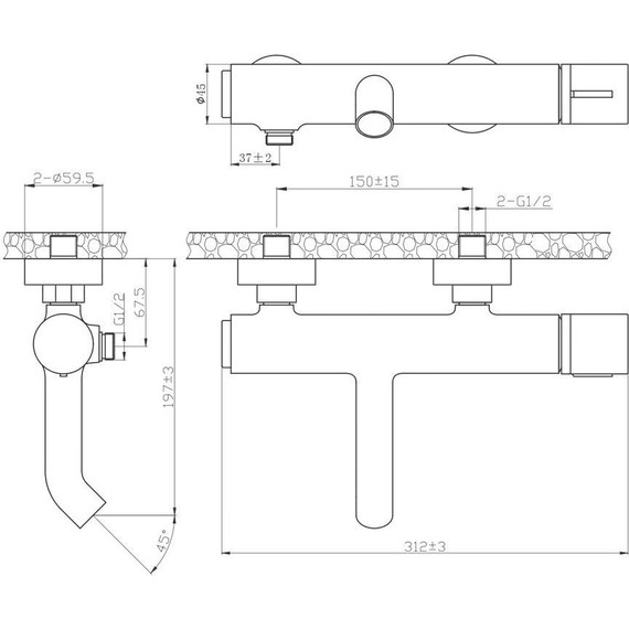 Смеситель для ванны Bronze de Luxe Focus 24603BG, чёрный матовый, Цвет производителя: чёрный матовый - фото 8