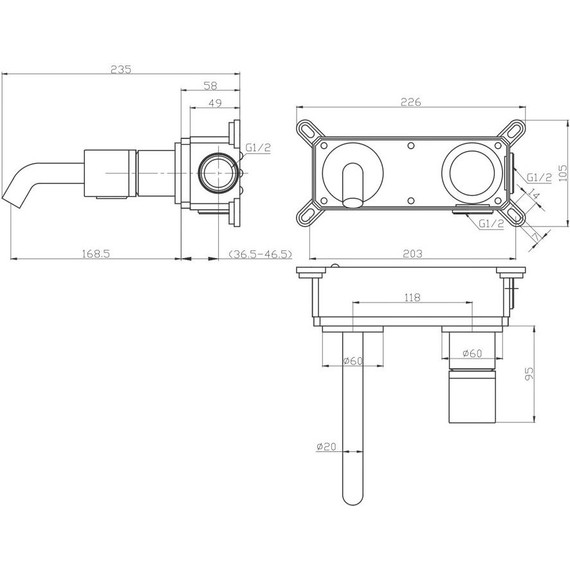 Смеситель для раковины настенный Bronze de Luxe Focus 24686CM, Цвет производителя: хром - фото 4