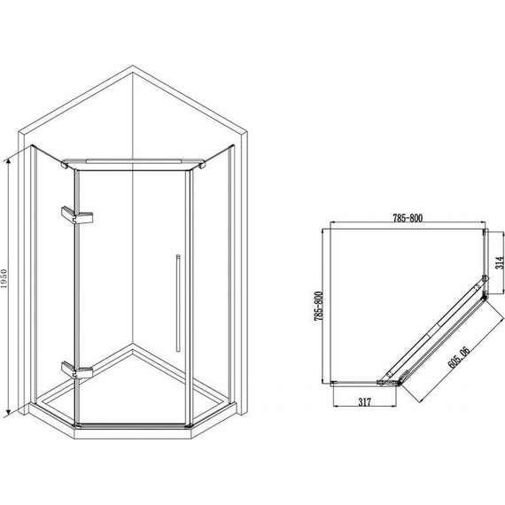Душевое ограждение Abber Ewiges Wasser 80х80 см AG05080, хром/прозрачное - фото 8