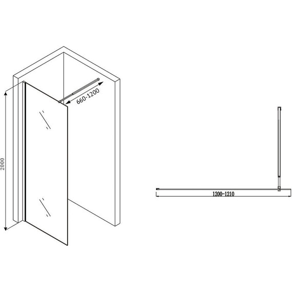 Душевая перегородка Abber Immer Offen 120 см AG61120, хром/прозрачное - фото 4