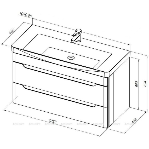 Тумба подвесная с раковиной Aquanet София 105 см 274116, белый - фото 8