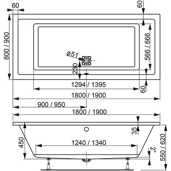 Ванна акриловая Vagnerplast Cavallo 180x80 см 76381, Размер - мм: 1800х800 - фото 7