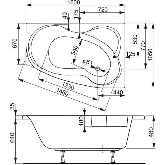 Ванна акриловая Vagnerplast Melite 160x105 см 76410 L - фото 7