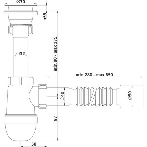 Сифон для умывальника Ани Пласт C0510 - фото 3