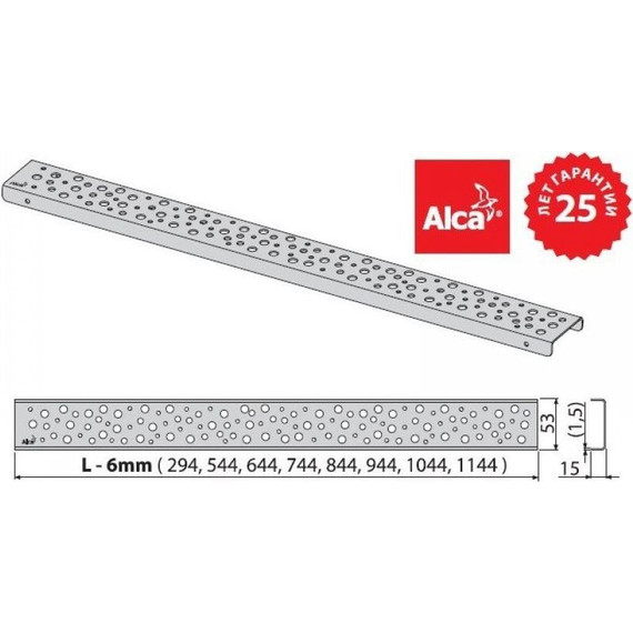 Решетка для трапа AlcaPlast Buble-1050L 105 см, нержавеющая сталь, хром глянцевый - фото 3