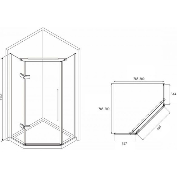 Душевое ограждение Abber Ewiges Wasser 80х80 см AG05080B, черный/прозрачное - фото 14