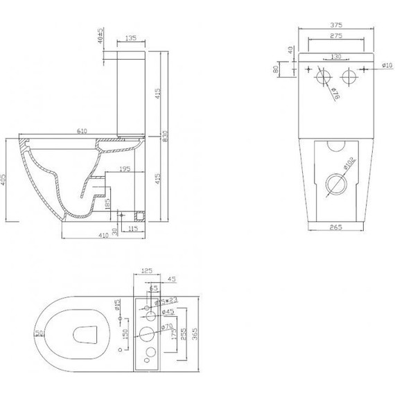 Унитаз-компакт безободковый Cezares Stylus CZR-152-CPR - фото 14