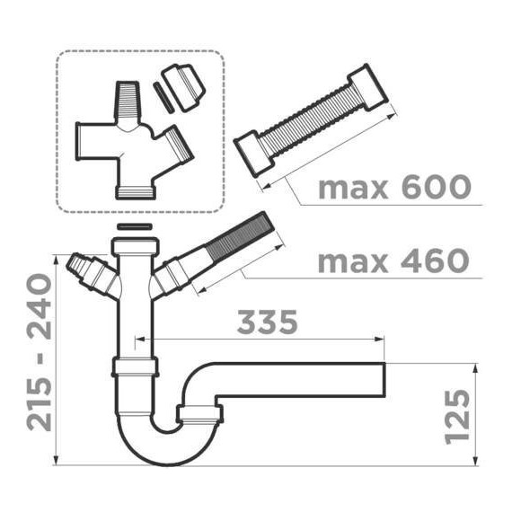 Арматура для измельчителя Omoikiri NA-01 4956655, серый - фото 3